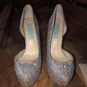 Light blue Ab crystal heels